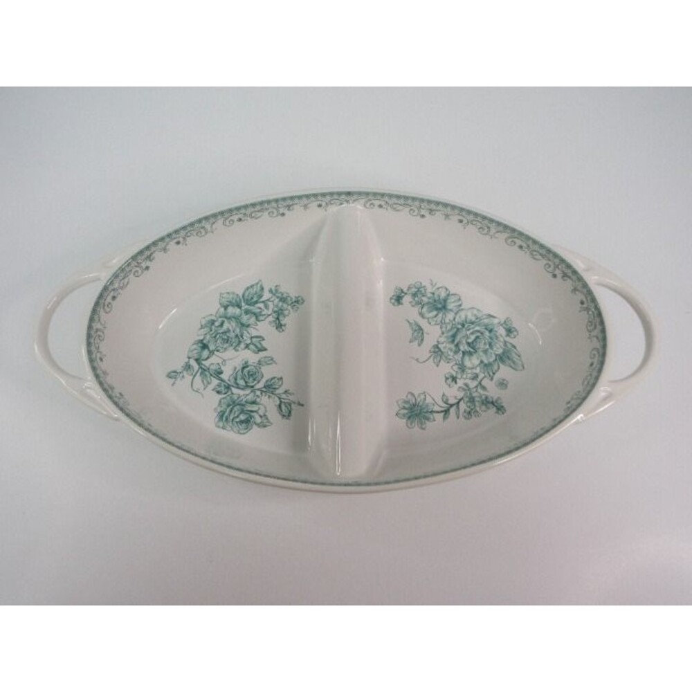 Pioneer Woman Agatha Floral Divided Server Stoneware Green White New